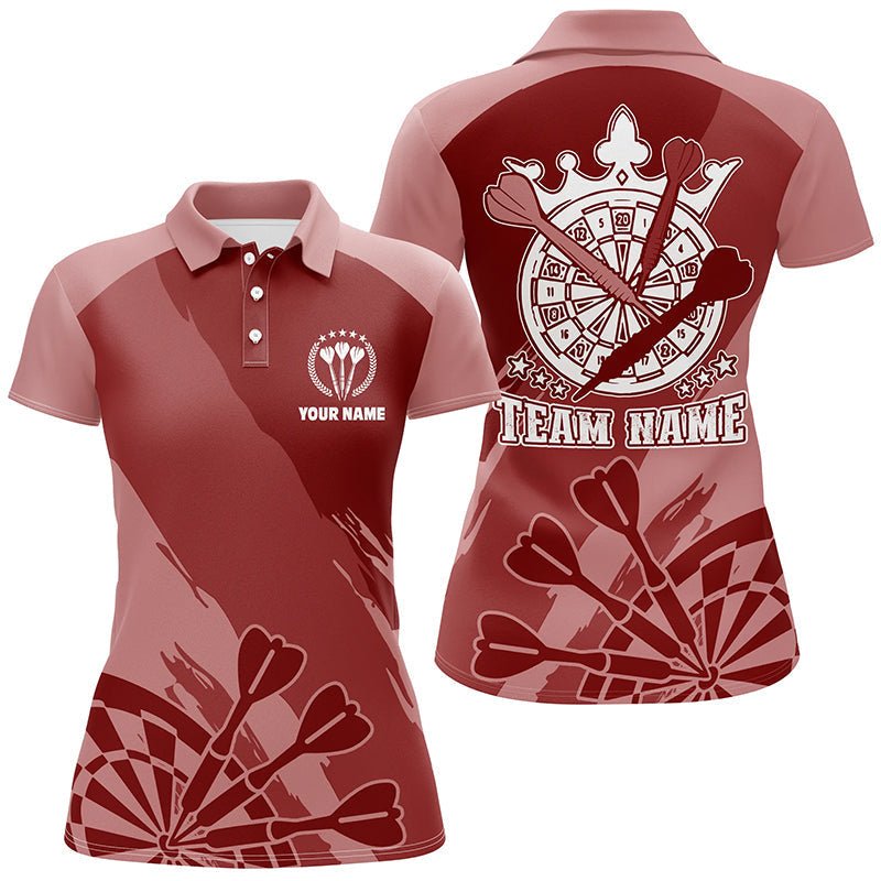 Personalisiertes rotes Damen Darts Polo Shirt, individuell gestaltete coole Dartshirts für Frauen, Darts Trikot B284 - Climcat