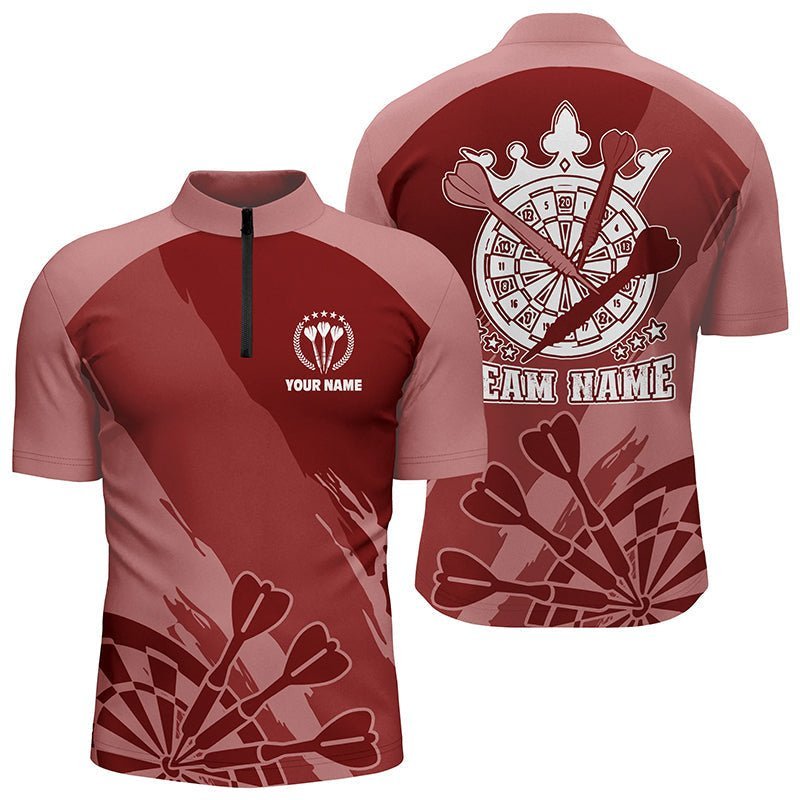 Personalisiertes rotes Dart-1/4-Zip-Shirt, individuell gestaltete coole Dartshirts für Männer, Darttrikot V32 - Climcat