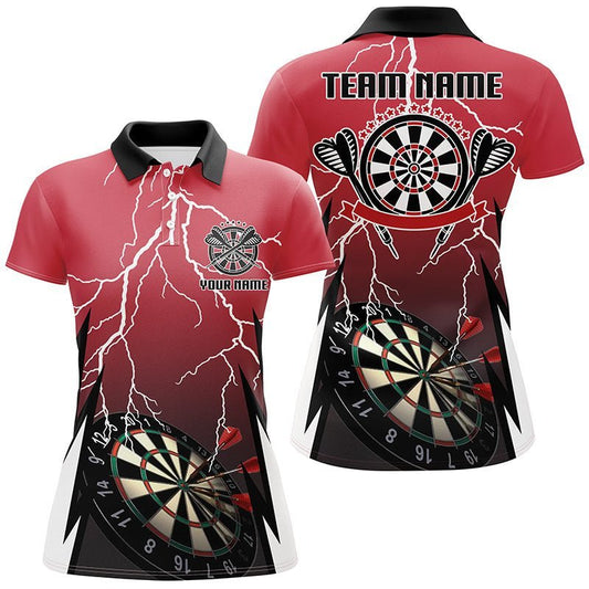 Personalisiertes rotes Lightning Darts Polo Shirt, individuell anpassbares Thunder Darts Trikot für Frauen W512 - Climcat