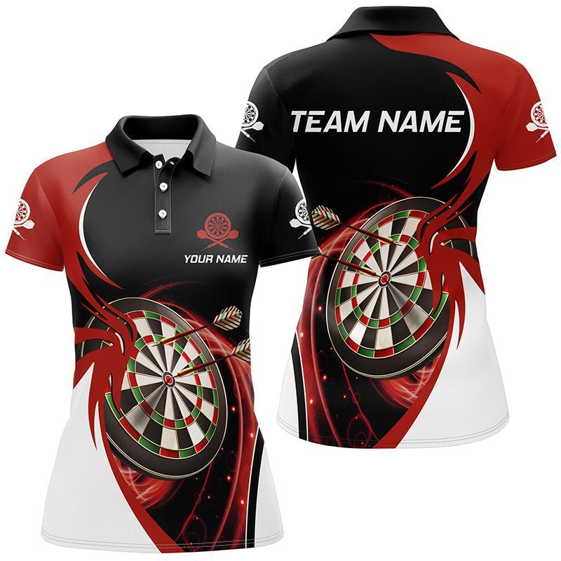 Personalisiertes rotes schwarzes Darts Polo Shirt, individuell anpassbares cooles Darts Shirt für Damen, Team Trikot F267 - Climcat