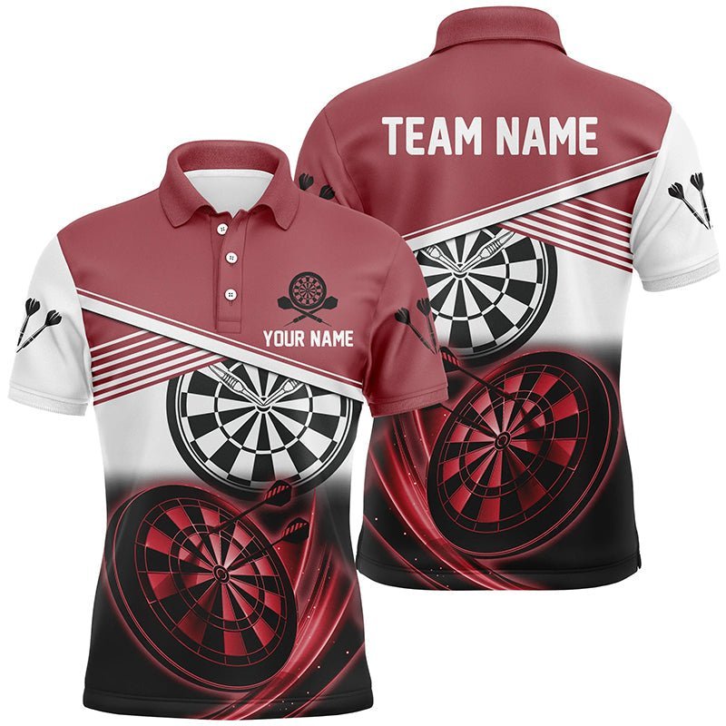 Personalisiertes rotes schwarzes Herren Darts Polo Shirt, individuell anpassbares cooles Darts Shirt für Männer, Team Trikot Q362 - Climcat