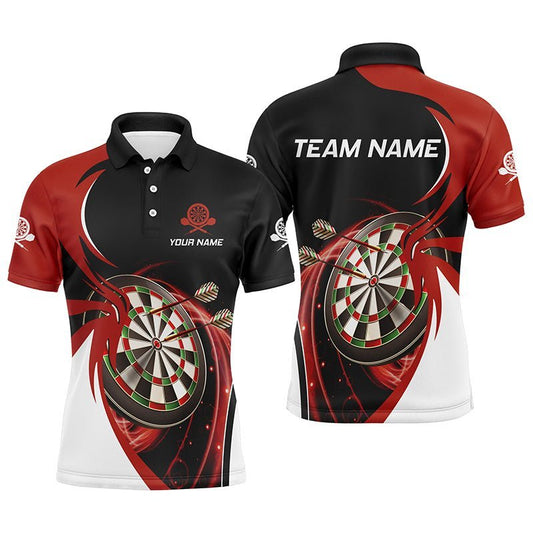 Personalisiertes rotes schwarzes Herren Darts Polo Shirt, individuell gestaltetes cooles Darts Shirt für Männer, Team Trikot Q995 - Climcat