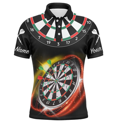 Personalisiertes rotes schwarzes Herren Darts Polo Shirt mit individuellem Namen, cooles Darts Trikot für Männer K857 - Climcat