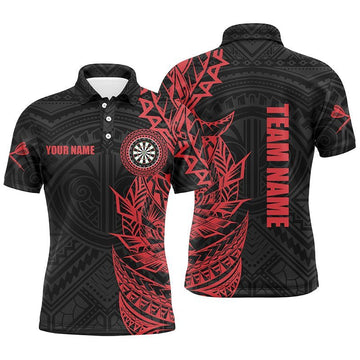 Personalisiertes rotes Tribal Herren Darts Polo Shirt, individuell anpassbares Darts Shirt für Männer, Dart Trikots Y704 - Climcat