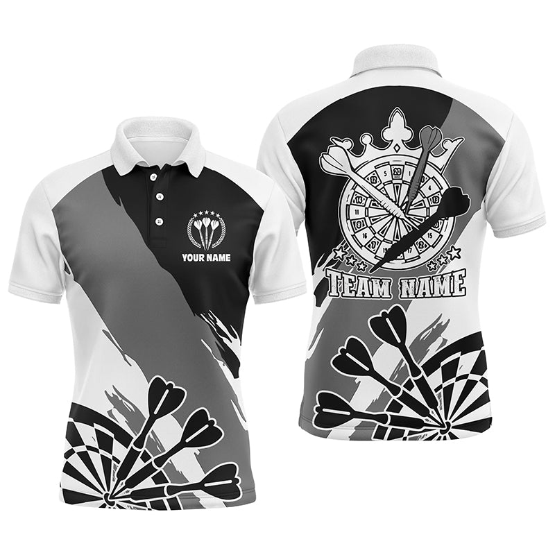 Personalisiertes Schwarz-Weiß Herren Darts Polo Shirt, individuell anpassbares Dart Shirt für Männer, Darts Trikot Z874 - Climcat