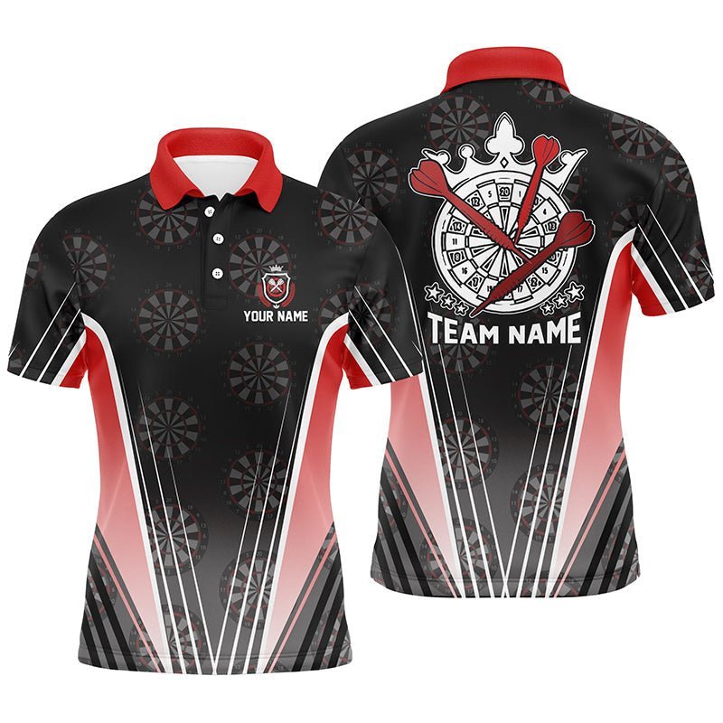 Personalisiertes schwarzes rotes Herren Darts Polo Shirt, individuell anpassbares Dart Team Shirt für Männer, Darts Trikot E817 - Climcat