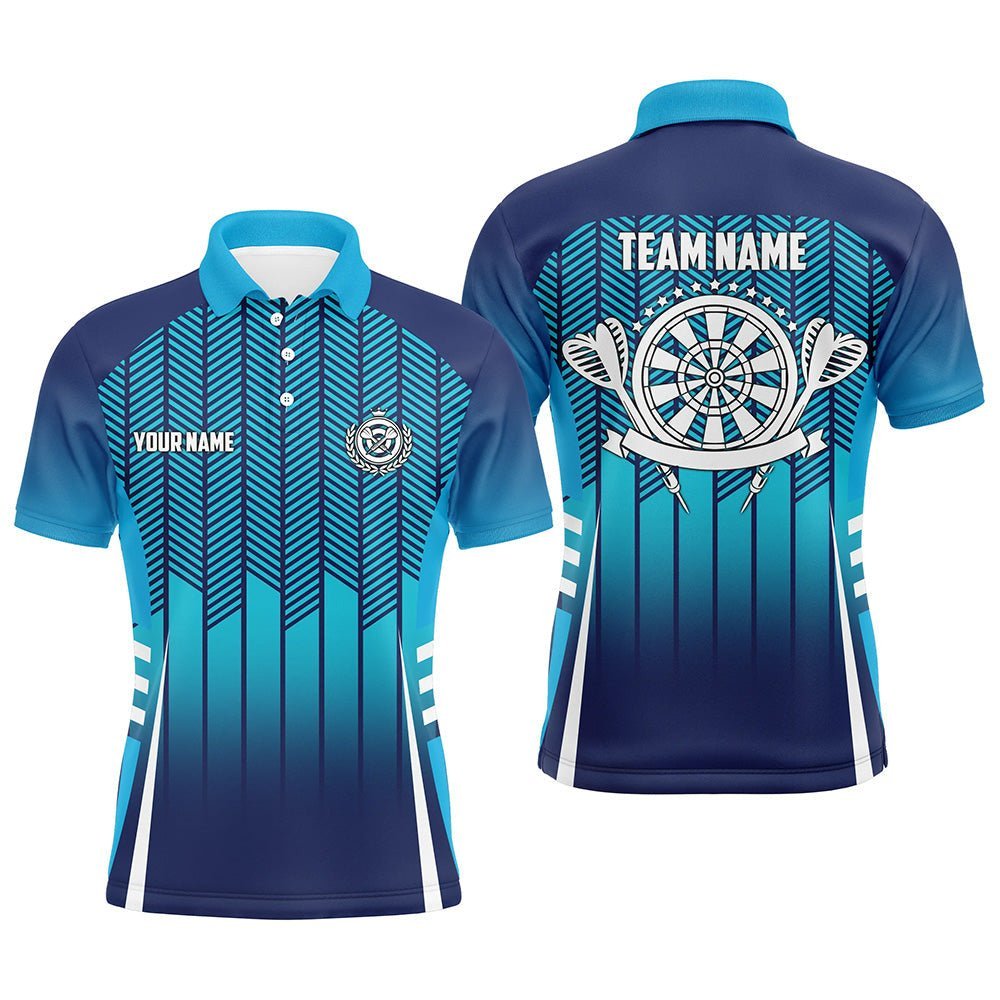 Personalisiertes Sport-Stil Herren Darts Polo Shirt mit coolem Verlauf in Blau, Darts Trikot für Männer R712 - Climcat