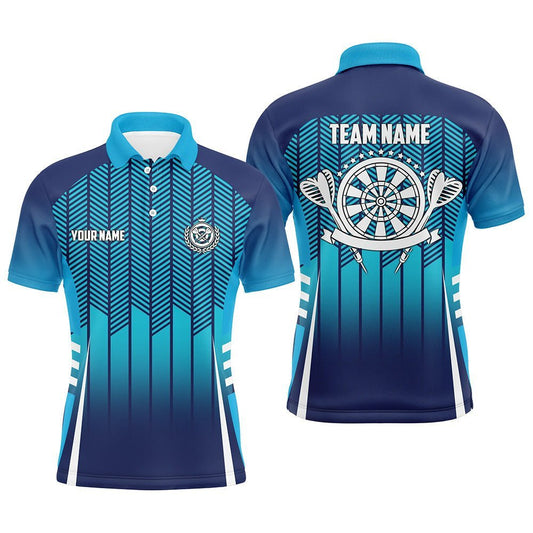 Personalisiertes Sport-Stil Herren Darts Polo Shirt mit coolem Verlauf in Blau, Darts Trikot für Männer R712 - Climcat