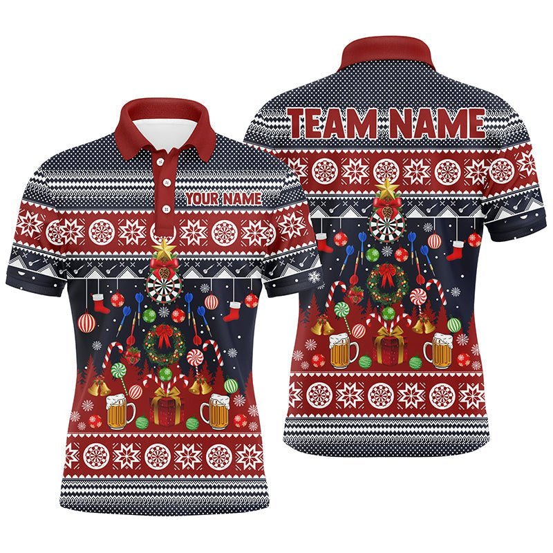 Personalisiertes Weihnachts-Darts Herren Polo Shirt, individuell anpassbares Winter-Darts Shirt für Männer, Dart Trikot V118 - Climcat