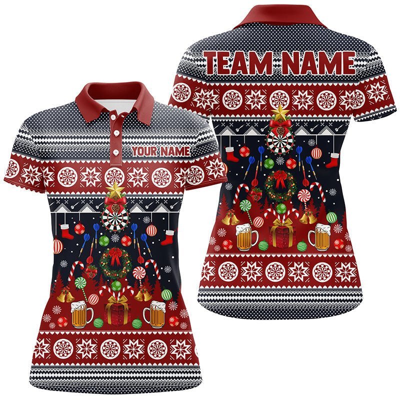 Personalisiertes Weihnachts-Darts-Polo-Shirt, individuell anpassbares Winter-Darts-Shirt für Frauen, Dart-Trikot J77 - Climcat