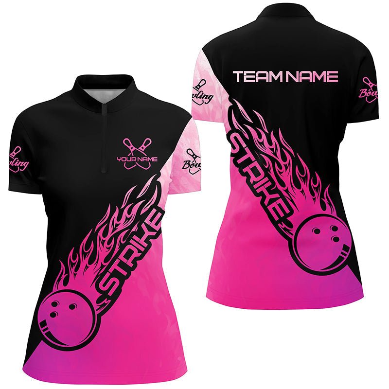 Pink Bowling Polo Shirts für Damen - Personalisierte Bowling Team Shirts - P5239 - Climcat