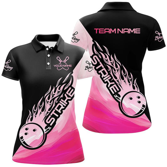 Pink Bowling Polo Shirts für Damen - Personalisierte Bowling Team Shirts - P5241 - Climcat