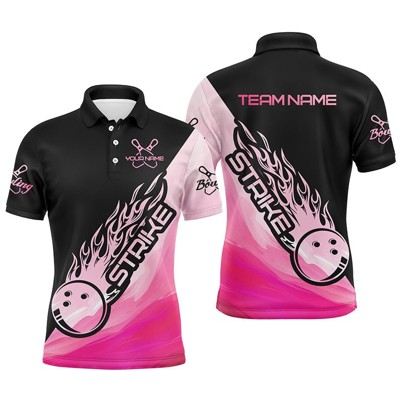 Rosa Bowling Polo Shirts für Herren, individuell anpassbare Bowling-Team-Shirts für Bowler Outfit - Climcat
