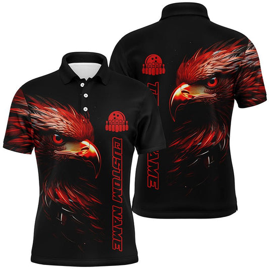 Rote Adler Personalisierte Bowling Polo Shirts für Herren Bowling Liga Bowling Team Trikots Bowler Outfits P5312 - Climcat