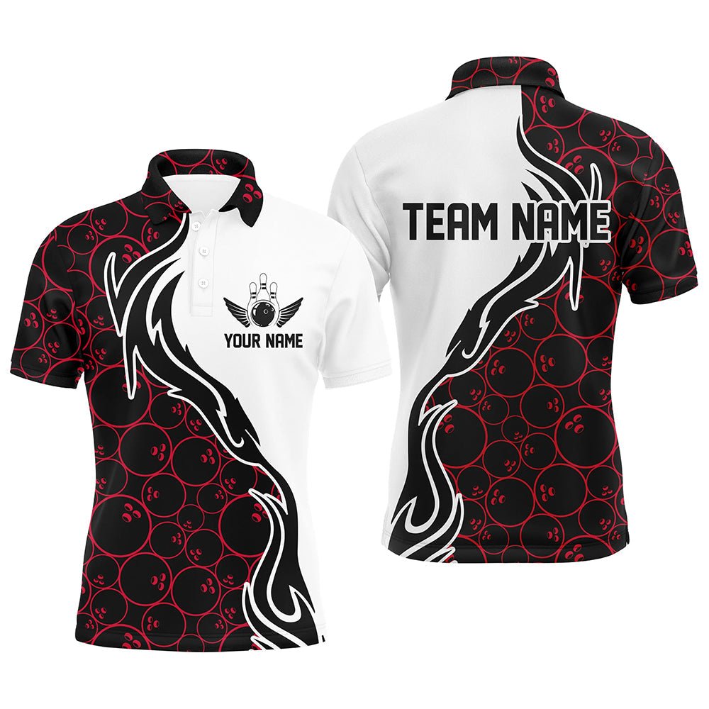 Rote Bowlingmuster Individuelle Herren Bowling Polo Shirts Flammen Bowling Team Trikots Turnier P5311 - Climcat