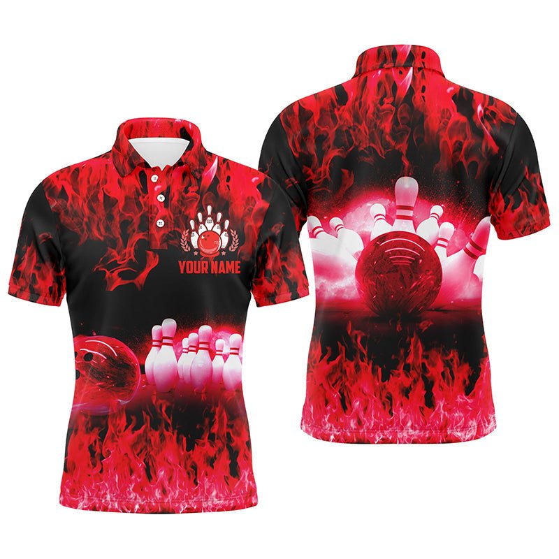 Rote Flamme Herren Polo Bowling Shirt, Personalisierte Herren Bowling Trikots, Bowling Team Trikots Q6366 - Climcat