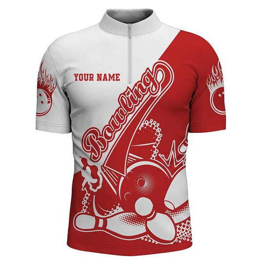 Rote maßgeschneiderte Bowlinghemden für Herren, Strike Bowling Team Shirts Bowling Pin P3792 - Climcat