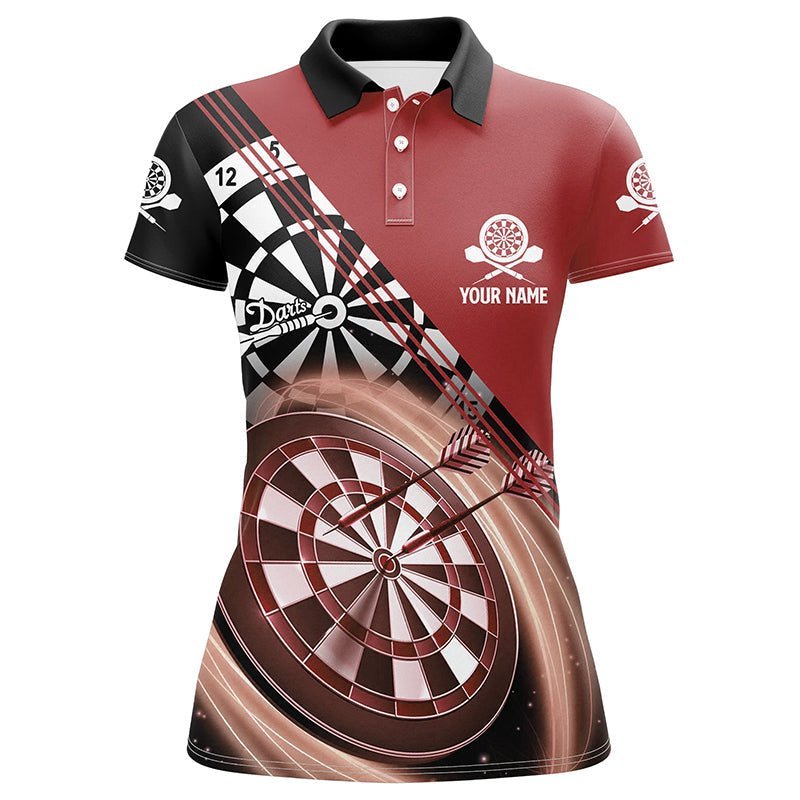 Rotes Damen Darts Polo Shirt mit individuellem Namen, cooles Dartshirt für Frauen, Dart Trikots P760 - Climcat