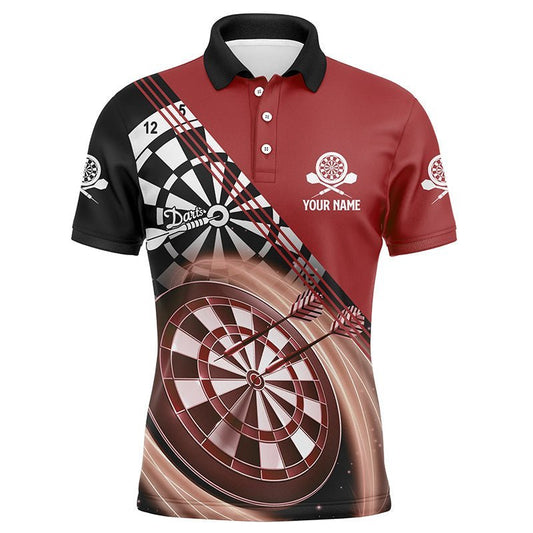 Rotes Herren Darts Polo Shirt mit individuellem Namen, cooles Dartshirt für Männer, Dart Trikots O446 - Climcat