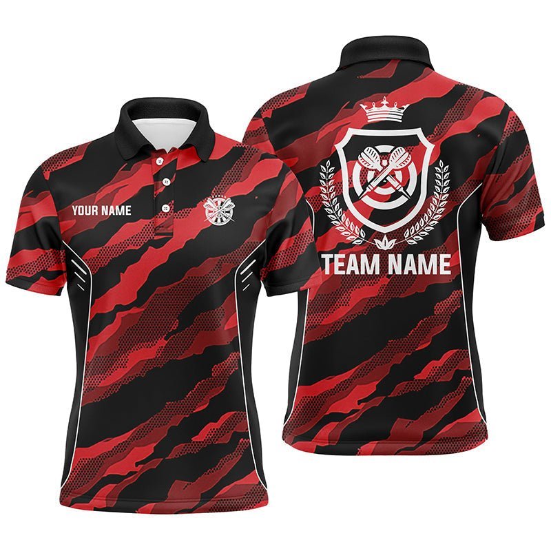 Rotes Tarnmuster Herren Polo Shirt mit individuellem Camouflage Darts Shirt, Darts Team Trikot C214 - Climcat