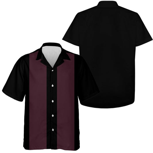Schwarze und burgunderrote Retro-Herren-Bowlinghemden, Vintage-Camp-Hemden für Bowler, Bowling-Geschenke P3830 - Climcat