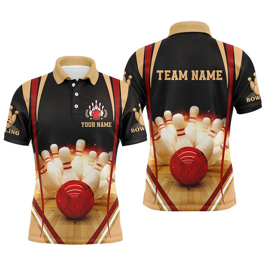 Schwarze Vintage-Bowlinghemden für Herren mit individuellem Namen und Teamnamen, Bowling-Trikots, Bowling-Team-Shirts - Climcat