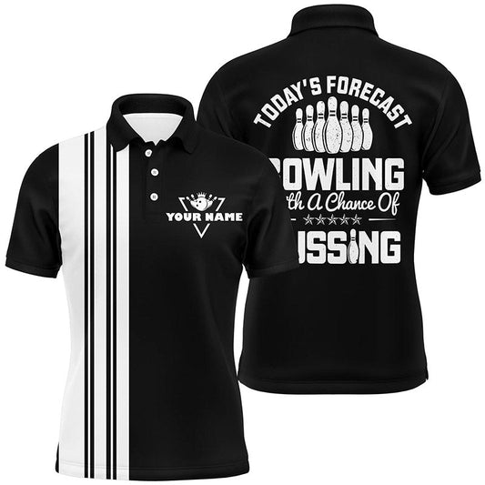 Schwarze weiße Retro-Bowling-Polo-Shirts für Herren individuell gestaltet - Heute's Prognose: Bowling mit einer Chance auf Fluchen Q6908 - Climcat