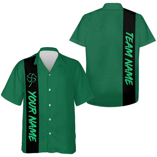 Schwarzes grünes Retro-Kurzarm-Hawaiihemd mit Knopfleiste - Individuelle St. Patrick's Day Team Bowling Shirts Q7044 - Climcat