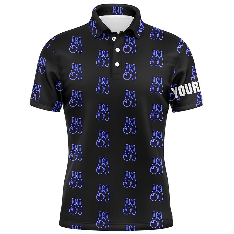 Schwarzes Neon Bowling nahtloses Muster - Personalisierte Herren Bowling Polo Shirts, Bowling Team Liga Trikots Q6761 - Climcat