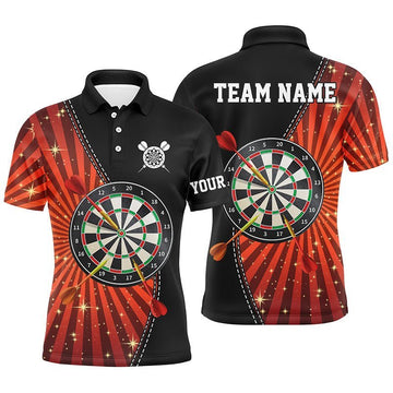 Schwarzes Orange Halo Herren Darts Polo Shirt, individuell anpassbares cooles Darts Shirt für Männer, Dart Trikots E177 - Climcat