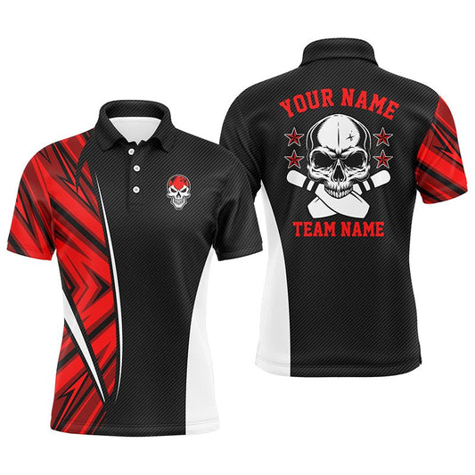 Schwarzes und rotes Tarnmuster - Individuelle Tarnmuster Bowling Polo Shirts für Herren, Team Skull Bowling Trikots Q5633 - Climcat