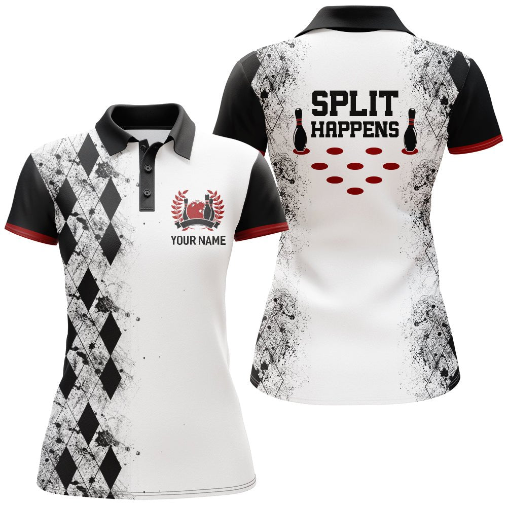 Split Happens Personalisiertes Bowling-Shirt für Damen - Ligabowling Trikot mit Namen - Lady Polo Shirt B136 - Climcat