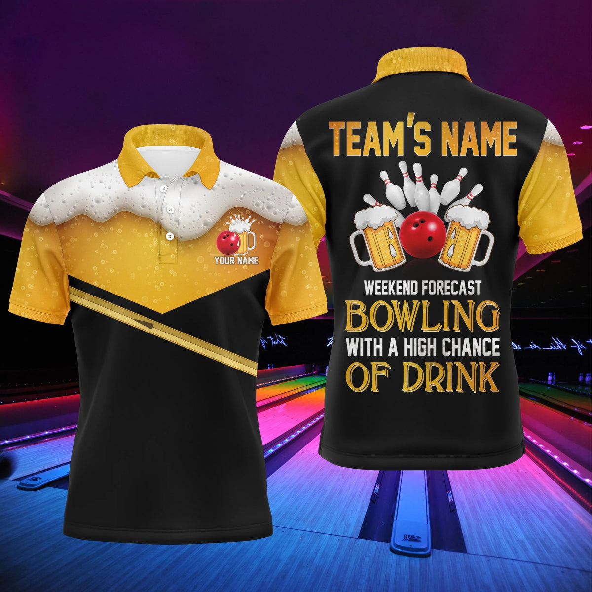 Witziges Herren Bowling Polo Shirt für Bierliebhaber, personalisiertes Kurzarm Polo für Männer Bowler - Climcat