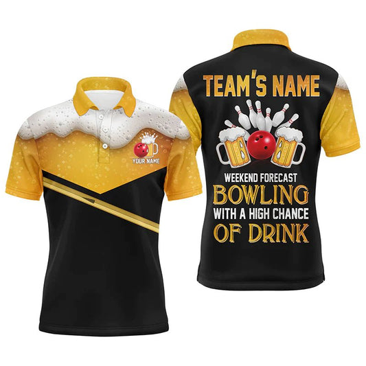 Witziges Herren Bowling Polo Shirt - Personalisiertes Bierliebhaber Bowling Shirt - Kurzarm Polo für Männer - B59 - Climcat